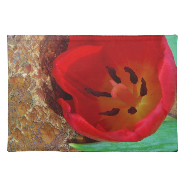 Spring yellow and Red Tulip Placemat (Front)