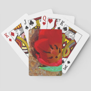 Spring yellow and Red Tulip Poker Cards