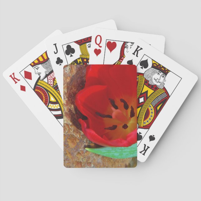 Spring yellow and Red Tulip Poker Cards (Back)