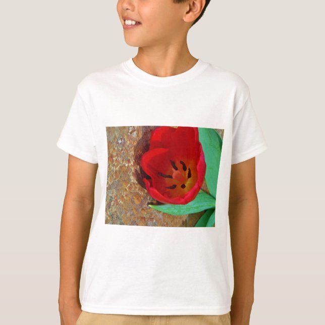 Spring yellow and Red Tulip T-Shirt (Front)
