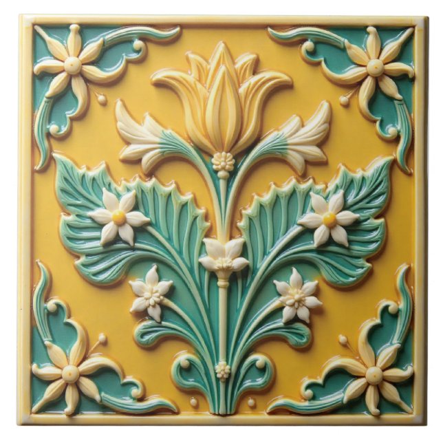 Spring Yellow Bloom Ceramic Tile (Front)