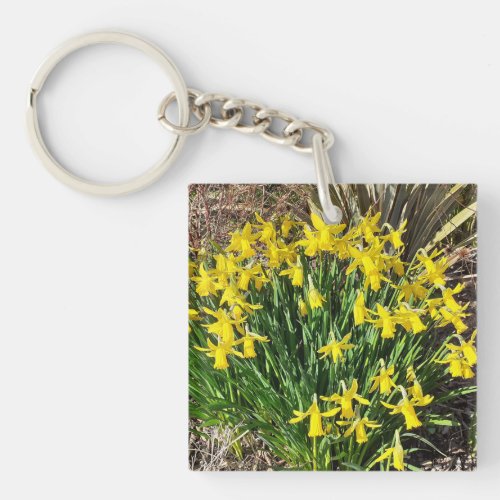 Spring Yellow Daffodils Acrylic Key Ring