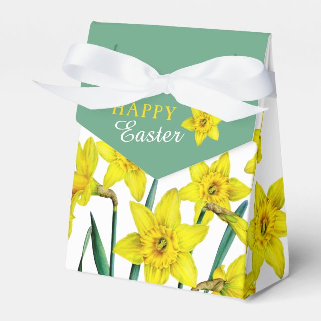 Spring yellow daffodils art thank Happy Easter Favor Boxes (Front Side)