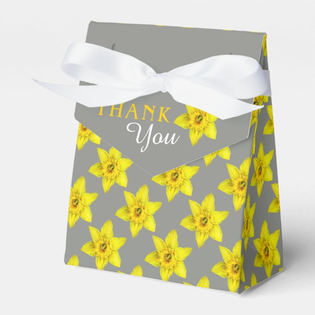 Spring yellow daffodils art thank you gift favor boxes (Front Side)