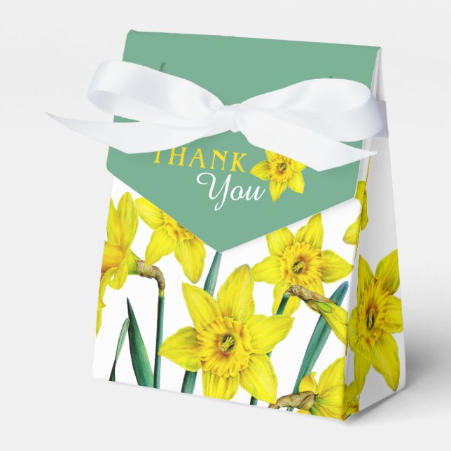Spring yellow daffodils art thank you gift favor boxes (Front Side)