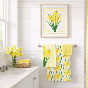 Spring Yellow Daffodils Flowers Bath Towel Set