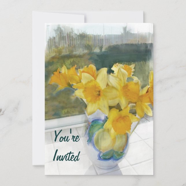 Spring Yellow Daffodils in a Window Invitation (Front)