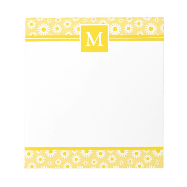 Spring Yellow Daisies Monogram  Notepad (Front)