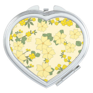 Spring Yellow Floral Pattern Compact Mirror
