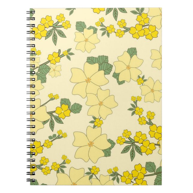Spring Yellow Floral Pattern Notebook (Front)