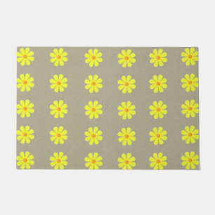 Spring yellow flowers on abstract gray background doormat