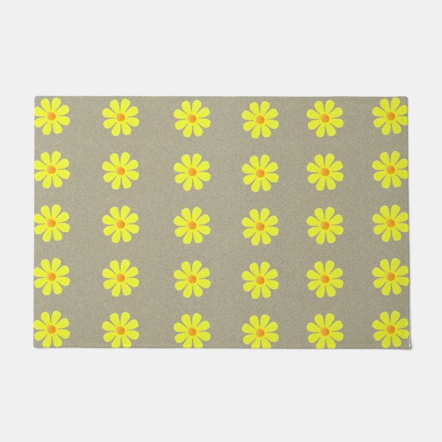 Spring yellow flowers on abstract gray background doormat (Front)