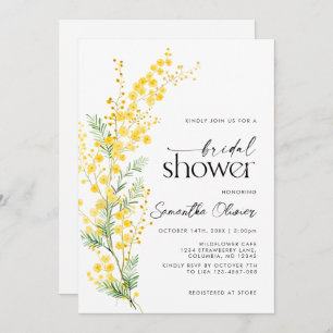 Spring Yellow Golden Mimosa Floral Bridal Shower Invitation