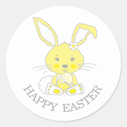 Spring yellow happy Easter bunny sticker