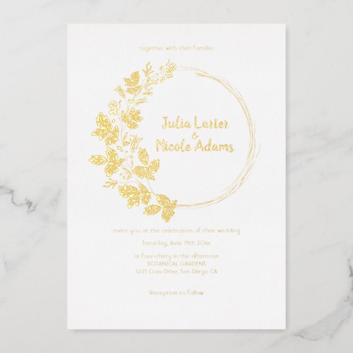 Spring Yellow Mustard Yard Flower Vintage Wedding Foil Invitation