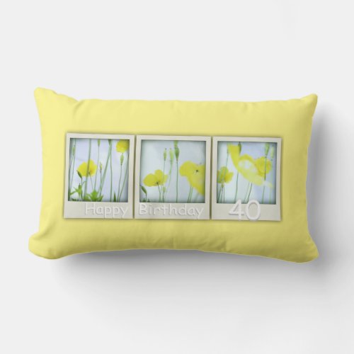 Spring Yellow Poppies 40th Birthday Pillow