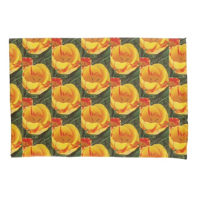 Spring Yellow Tulips Pillow Case (Front)