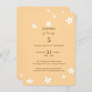 Spring Yellow White Daisies Girl Birthday Party Invitation