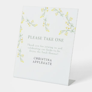  Spring Yellow Wildflower Bridal Shower Favor Pedestal Sign