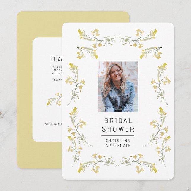 Spring Yellow Wildflowers Photo Bridal Shower II Invitation (Front/Back)