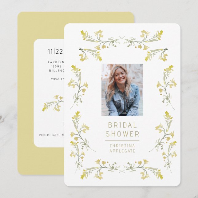Spring Yellow Wildflowers Photo Bridal Shower Invitation (Front/Back)