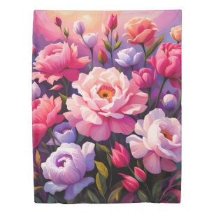 Spring Zen Sunrise Pink Blossom Garden Duvet Cover