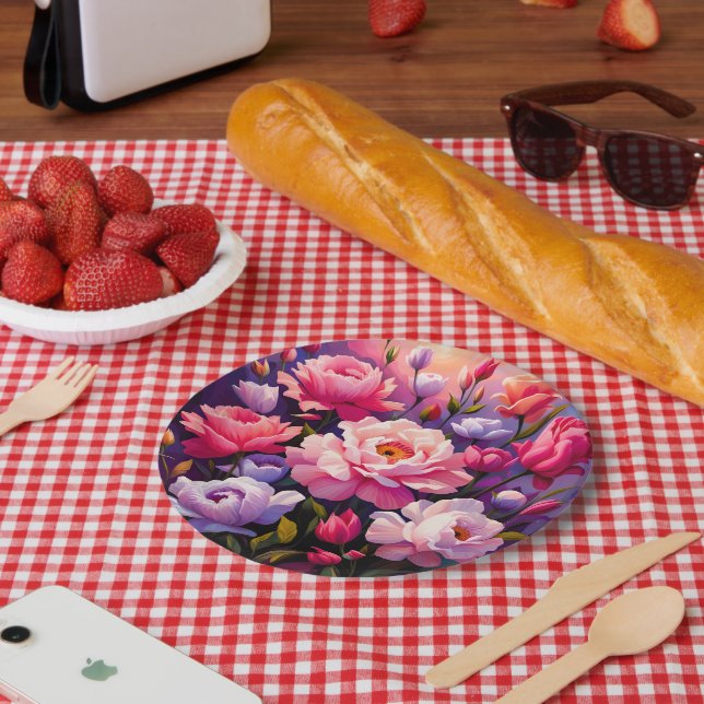Spring Zen Sunrise Pink Blossom Garden  Paper Plates (Picnic)