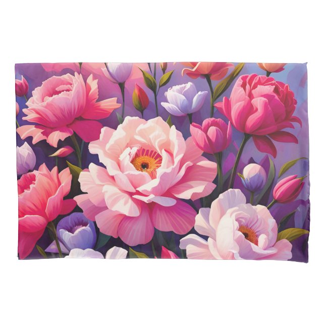 Spring Zen Sunrise Pink Blossom Garden  Pillow Case (Front)