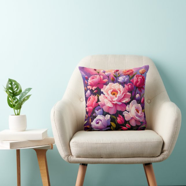 Spring Zen Sunrise Pink Blossom Garden  Throw Pillow (Chair)