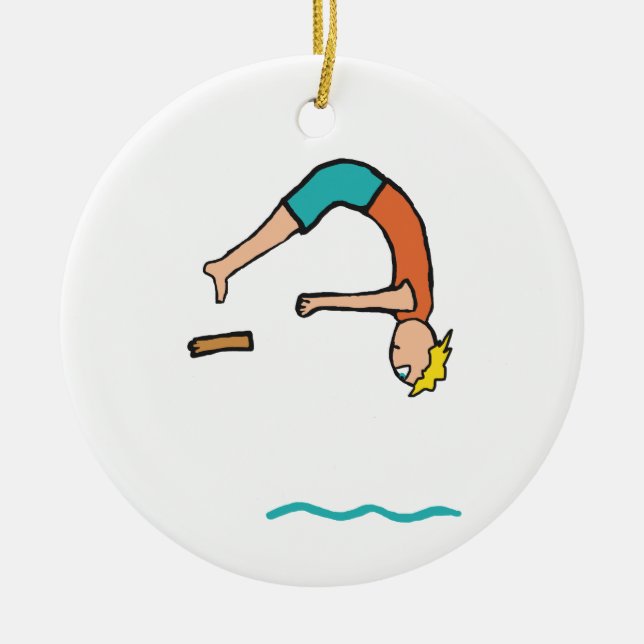 Springboard Diving Ceramic Ornament (Front)