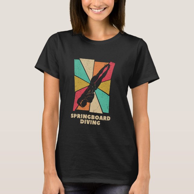 Springboard Diving Platform Diver Silhouette T-Shirt (Front)