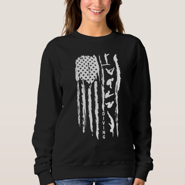 Springboard & Platform diving American flag aquati Sweatshirt (Front)