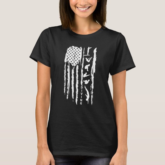 Springboard & Platform diving American flag aquati T-Shirt (Front)