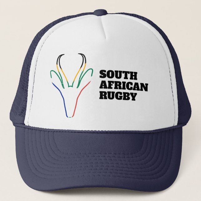 Springbok Face South  Africa Flag Colors Trucker Hat (Front)