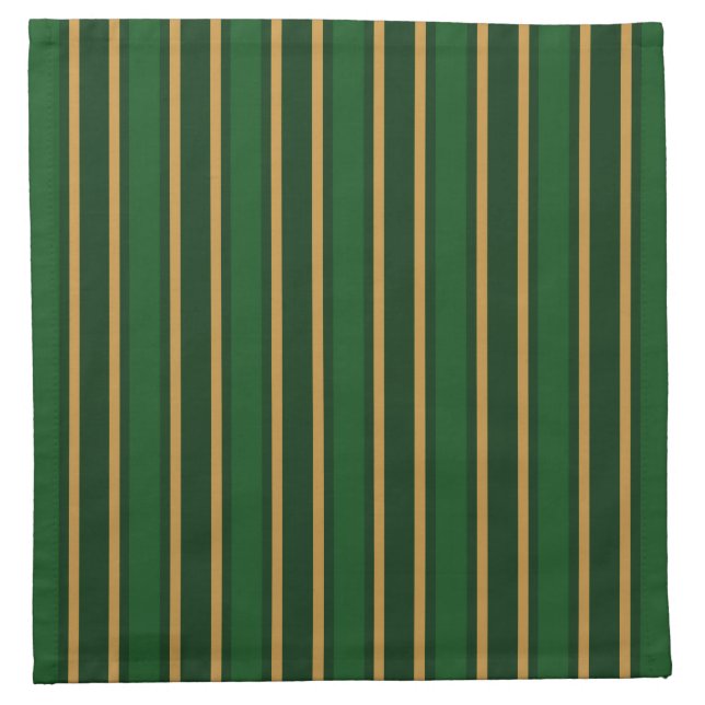 Springbok green and gold candy stripes cloth napkin (Front)