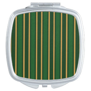 Springbok green and gold candy stripes compact mirror
