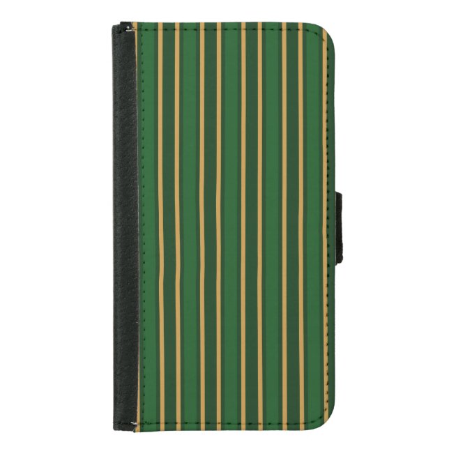 Springbok green and gold candy stripes iPhone wall Samsung Galaxy Wallet Case (Front)