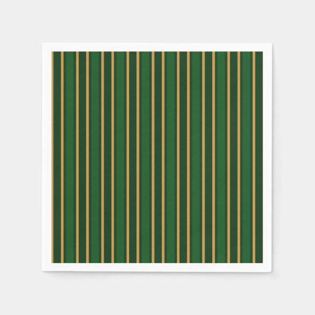 Springbok green and gold candy stripes napkins (Front)