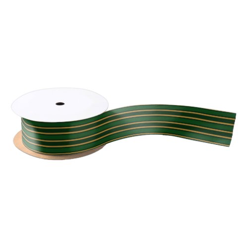 Springbok green and gold candy stripes satin ribbon