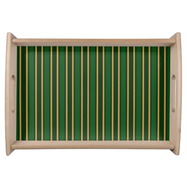 Springbok green and gold candy stripes serving tray (Front)
