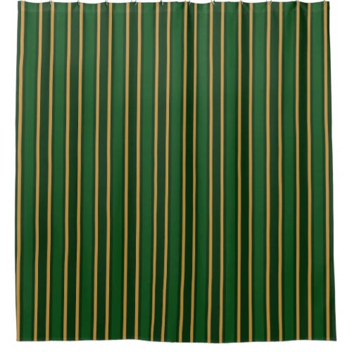 Springbok green and gold candy stripes shower curtain