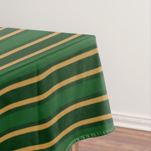 Springbok green and gold candy stripes tablecloth