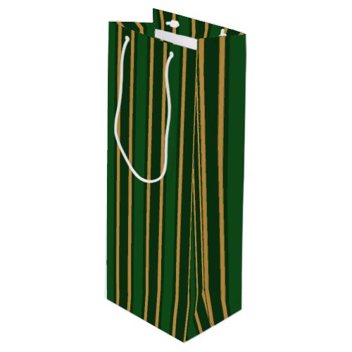 Springbok green and gold candy stripes wine gift bag