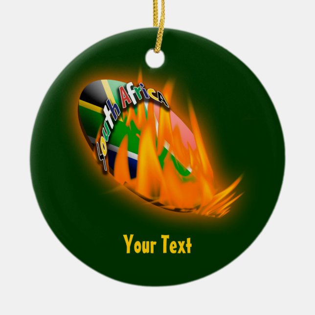 Springbok green & gold supporters gifts patriotic ceramic ornament (Front)