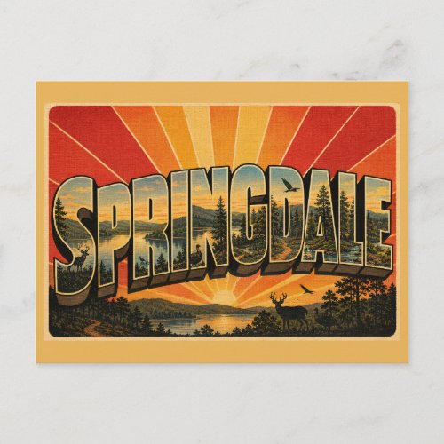 Springdale Arkansas Ozark Hills Lake Art Postcard