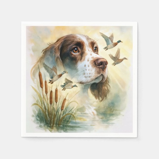 Springer Spaniel and Mallard Duck Double Exposure Napkins (Front)