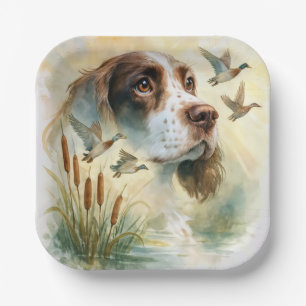 Springer Spaniel and Mallard Duck Double Exposure Paper Plates