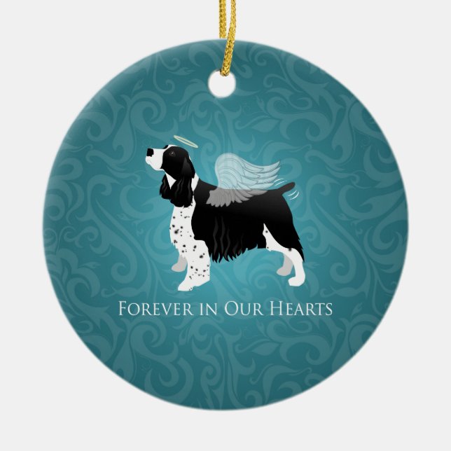 Springer Spaniel Angel Dog Pet Memorial Design Ceramic Ornament (Front)
