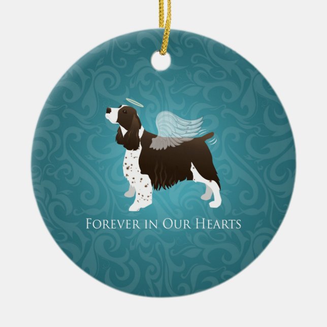 Springer Spaniel Angel - Pet Memorial Ceramic Ornament (Front)