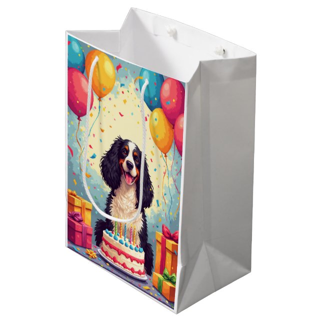 Springer Spaniel Birthday Celebration Medium Gift Bag (Front Angled)